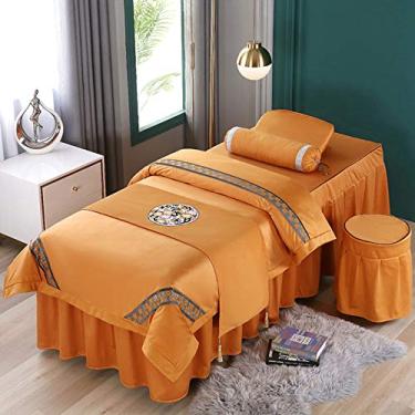 Imagem de Capa de cama de massagem europeia de fisioterapia simples e leve de 4 peças com (laranja 80 x 190 cm)