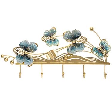 Imagem de URGDWEKJY Cabideiro montado na parede, cabideiro, cabide de parede para uso doméstico, moderno, para decoração de parede, com 5 ganchos de metal, quarto, sala de estar, corredor, cabide de parede