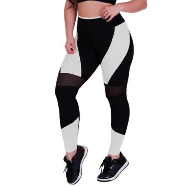 Imagem de Calça Legging Feminina Suplex Detalhe Arrastão Ginástica Academia Ativ