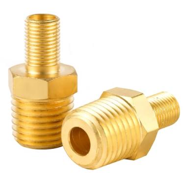 Imagem de 2 peças de adaptador M de latão dourado, 1/10.2 cm NPT para válvula Schrader, mangueira de ar, compressor, inflador de pneu