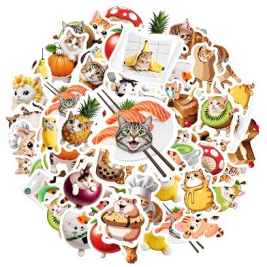 Imagem de 35 peças de adesivos de desenho animado de comida de gato, felino, para mala, geladeira, telefone, bagagem, laptop, guitarra, carro, adesivo, brinquedos, guitarra, laptop, capacete, skate