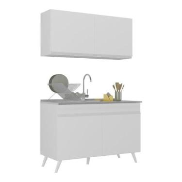 Imagem de Armário De Cozinha Compacta 120cm Veneza Multimóveis V2141 Branco Bran