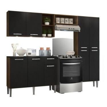 Imagem de Cozinha Completa Compacta Madeirado/Preto - MULTIMOVEIS