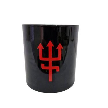 Imagem de Copo Vidro Preto Whisky Exu Tridente Vermelho