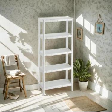 Imagem de Estante Branca Plástica Modular 5 Prateleiras Infantil para Livros Suc