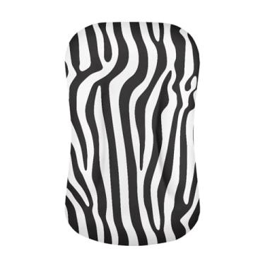Imagem de Daulesho Lençol de berço de bebê listrado zebra, lençol clássico preto e branco com listras de animal, estilo moderno minimalista universal para oval, colchão retangular ampulheta para berço