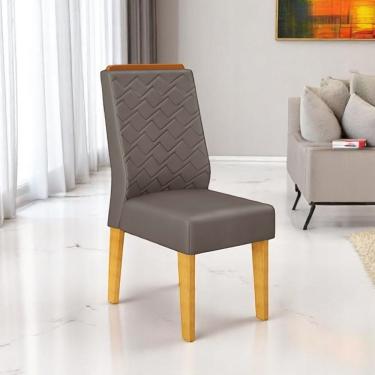 Imagem de Kit 02 Cadeiras De Jantar Estofada Lidia Cedro Veludo Lunar- Mabe Magazine