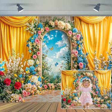 Imagem de 3 x 2,4 m Cenário Floresta Encantada País das Maravilhas Pintura a Óleo Floral Borboleta Amarela Decoração Fundo Meninas Crianças Chá de Bebê Casamento Campista Decoração Banner Foto Adereços