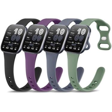 Imagem de Pacote com 4 pulseiras finas de silicone para Amazfit Bip 6/Bip 5/GTR 4/GTR 3/3 Pro/GTR 2/2e/GTR 47 mm/Balance Watch Pulseira feminina e masculina, pulseira ajustável de silicone esportiva de 22 mm