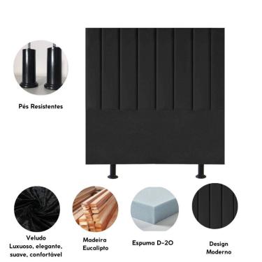 Imagem de Cabeceira Estofada Cama Casal Box Queen 160 Cm Catarina Veludo E Frame Cor:preto