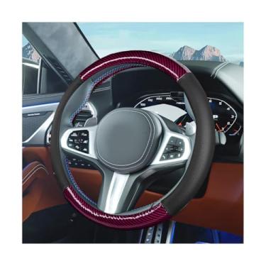 Imagem de FALVFUN Capa de volante de carro, protetor de volante de veículo totalmente surround de fibra de carbono de 38 cm com forro antiderrapante, acessórios internos automotivos confortáveis, ajuste