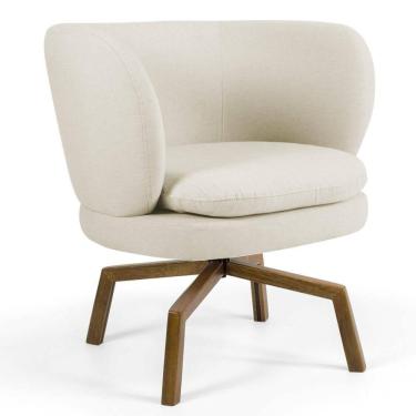 Imagem de Poltrona Decorativa Sala De Estar Melissa Base Ka Giratória Veludo C-309 Bege - Domi