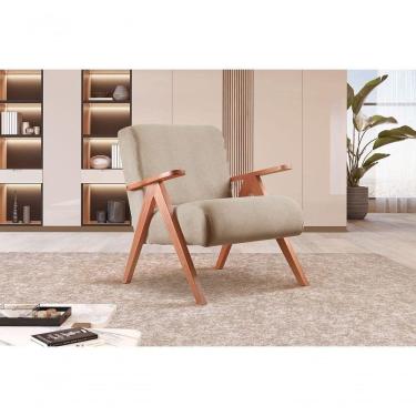 Imagem de Poltrona Braço De Madeira Laguna Cor:linho Bege 103