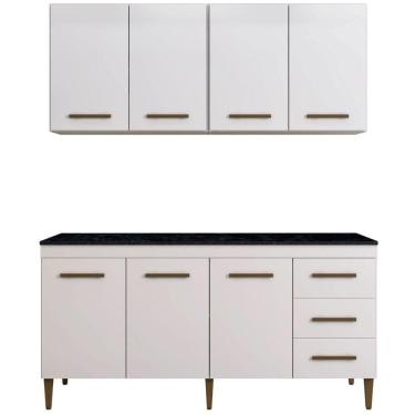 Imagem de Cozinha Completa Atenas 7 Portas 3 Gavetas Branco Kaiki Móveis