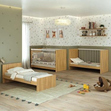 Imagem de Berço 3 Em 1 Para Colchão 60 X 130 Cm Multimóveis Mp0527g - Madeirado/branco