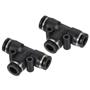 Imagem de Encaixe de linha de ar push to connect de 1/10.2 cm, pacote com 5 acessórios de conexão rápida pneumáticos em forma de T, preto
