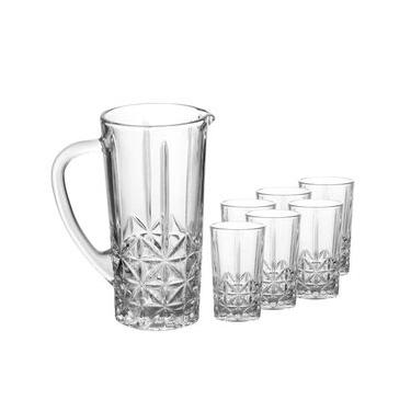 Imagem de Conjunto 6 Copos Altos e Jarra 1L Wolff Stella 270ml Vidro Transparente Elegante Transparente