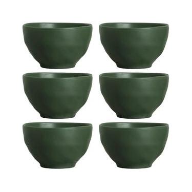 Imagem de Conjunto de Bowls Porto Brasil Orgânico Leaf em Stoneware Verde 558 ml - 6 Peças