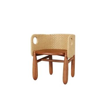 Imagem de Poltrona Aruanã Verniz Madeira Cumaru (ambiente externo) Assento em Madeira Encosto em Palha