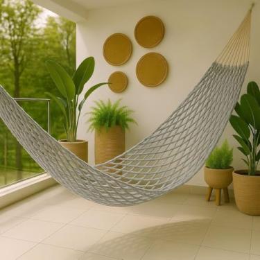 Imagem de Rede de Descanso, Confeccionada em AlgodãO ConfortáVel e Resistente, Adequada Para Uso Interno e Externo.(Rede Trançada Cinza)