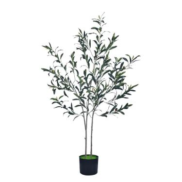 Imagem de HAIHONG Oliveira artificial de 1,2 m - 1 peça de árvores artificiais com vários ramos, folhas e frutas, arbequina realista, planta de oliveira, vasos de plantas falsas para decoração de casa, estética