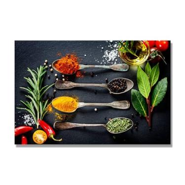 Imagem de NHLDZYH Tela decorativa cozinha, arte vintage especiarias coloridas, arte de parede quadros para sala de estar quarto cozinha. B31. 40 x 60 cm apenas tela