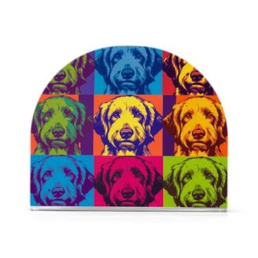 Imagem de Qilmy Porta-guardanapos de acrílico para cães coloridos, suporte de lenços de mesa independente transparente, dispensador de papel de coquetel para cozinha, jantar, restaurante, bar, decoração, 1