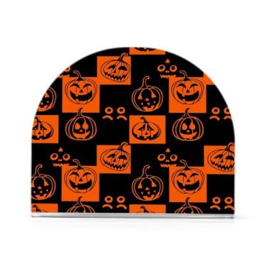 Imagem de JUZIHAI Abóboras de Halloween Porta-guardanapos para mesa Dispensador de guardanapo de acrílico para mesa Suporte de lenços independente para cozinha sala de jantar bar festa decoração de casa