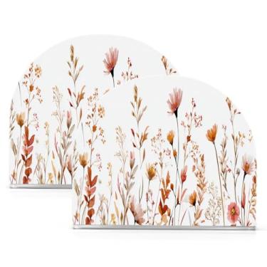 Imagem de Qilmy Porta-guardanapos de acrílico Wildflowers, suporte de lenços de mesa independente, dispensador de papel de coquetel para cozinha, jantar, restaurante, bar, decoração, 2 unidades