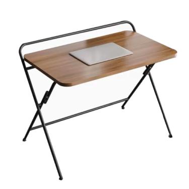 Imagem de HGTRH Mesa dobrável, mesa de computador de madeira maciça sem instalação 3 engrenagens de ajuste de altura 61 cm-68 cm-75 cm estrutura compacta anti-beliscar jogos de computador escrita e home office