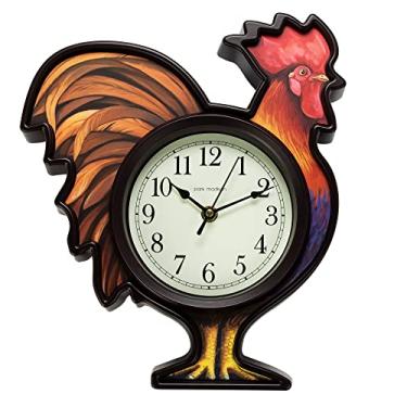 Imagem de Park Madison 12 Inch Vintage Farmhouse Kitchen Wall Clocks Battery Operated Rooster Quartz Clock for Dinning Living Room Decor, Silent Movement