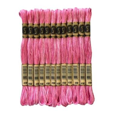 Imagem de Magical Color Variegated Cross Stitch Thread Color Variations Embroidery Floss Pack, 25 m, pétalas de rosa, pacote com 12 novelos