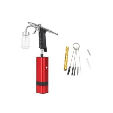 Imagem de = Kit de compressor de aerógrafo com pistola de spray de tipo de gatilho SIPHON para modelo de arte pintura corpo artista maquiagem prego tatuagens bolo ferramentas(TM80S Red D)