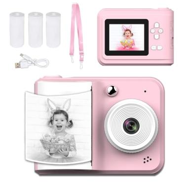 Imagem de 【Câmera Infantil HD de 48MP】Câmera Instantânea Pronta para Impressão com Música MP3, 5 Jogos e Kit Criativo para Desenho DIY (Rosa)