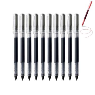 Imagem de GZBABY Canetas esferográficas rolantes, 10 peças, caneta esferográfica de ponta fina, caneta de gel para escrever anotações, diário, 0,5 mm (preto)