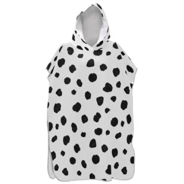 Imagem de Joisal Poncho de surfe trocador de roupão para praia Adul moletom toalha natação leve preto branco cão poncho masculino com capuz