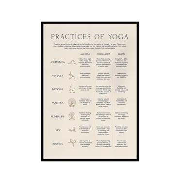 Imagem de Impressão em tela de ioga Membros de Yoga Poses de Yoga Impressão Sol e Lua Saudação Fitness Zen Chakra Afirmações Espiritual Wall Art Decor (SKU10,20.3x30.5 cm = (20x30cm), moldura preta para fotos)