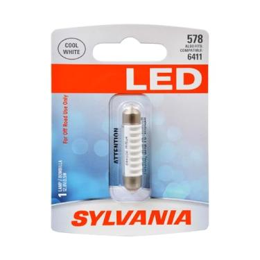 Imagem de SYLVANIA - Mini lâmpada LED branca 578 41 mm Festoon - LED branco brilhante - ideal para iluminação interior - mapa, cúpula, carga e placa de licença (contém 1 lâmpada)