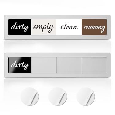 Imagem de EliteSign Ímã limpo e sujo para máquina de lavar louça, placa de lava-louças 4 opções de limpeza suja corrida vazia, placa limpa e suja cinza fácil de deslizar, adesivo sem marcação incluído