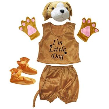 Imagem de Petitebella I'm Little Animal Marrom Camisa Chapéu Cauda Calça, 6 peças, Fantasia 4-8 anos (Cachorro, 5-6 anos)