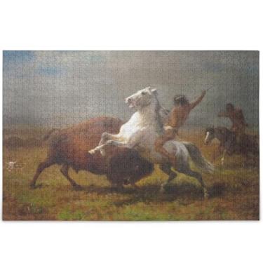 Imagem de Quebra-cabeça personalizado Albert Bierstadt Study Last Buffalo 500 peças para adultos arte floral animal divertido quebra-cabeças para adultos jogo engraçado, 52 cm x 37,8 cm