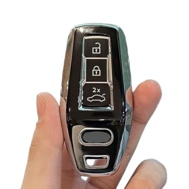 Imagem de Capa tpu para chave de carro, compatível com audi a3 a5l q6 a6l q5 2025, formato de carro, controle remoto, acessórios de proteção(F-black)