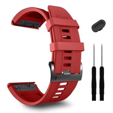 Imagem de KAPPDE Pulseira de relógio de 26 mm, para Garmin Fenix 7X Pro Epix Pro 51 mm Fenix 6X Pulseira de silicone Fenix 6X Pro Descent Mk2i MK3i 51 mm Smartwatch, One Size, Ágata