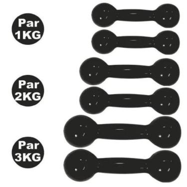 Imagem de Kit 3 Pares Halteres Emborrachados Pesos 1kg, 2kg E 3kg-Unissex