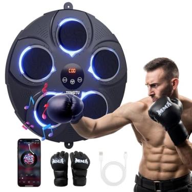 Imagem de Máquina de boxe musical, recarregável Bluetooth de equipamento de boxe saco de boxe, Intelligent Boxing Target, para homens mulheres Boxing Training, desabafar emoções, com luva de boxe (luz azul)
