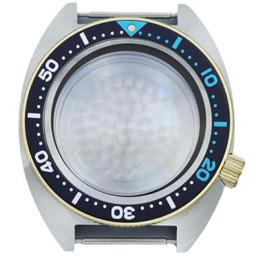 Imagem de FEIYASHI Caixa de relógio modificada à prova d'água de aço 10 ATM de 41 mm para NH35 NH34 NH36 Movimento SKX Abalone acessórios de relógio, Prata e ouro 6, Black Chapter Ring, Caixa de relógio de luxo