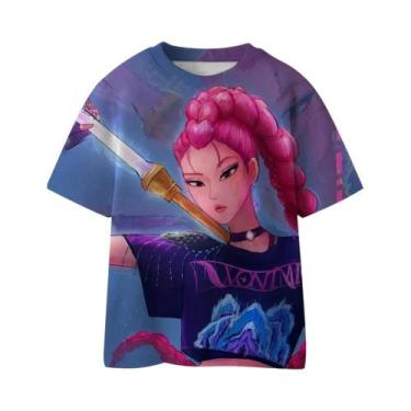 Imagem de Camiseta 3D KPop Devil Hunter Huntrix De Verão Para Meninas E Meninos,