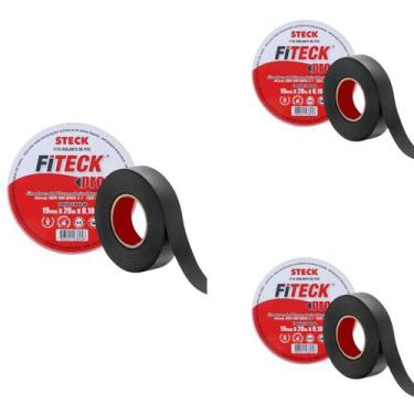 Imagem de 3 Fita Isolante Preta Steck 20 Metros 750V 0.19mm SFT1820