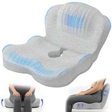 Imagem de Urban Deco Almofada de assento de espuma de memória, almofada de assento de cadeira de escritório com design em forma de L, almofada ergonômica para costas e assento para carro, dirigir, escritório