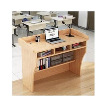 Imagem de Púlpito de púlpito moderno púlpito de madeira para igreja púlpitos em pé pódio mesa portátil púlpito palestra pódio multifuncional palestra sala de aula suporte de apresentação (carvalho, 90 * 60